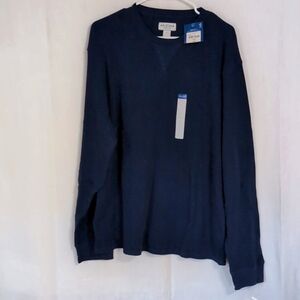 Arizona Navy Blue Thermal Long Sleeve Waffle Knit Shirt Size Large NWT